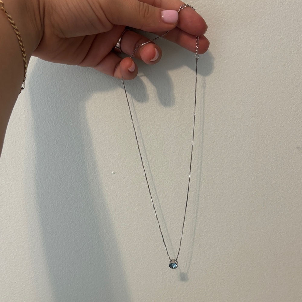 Sterling Silver Necklace with Blue Gemstone